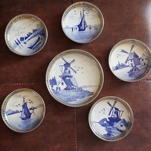 Antique Delft Blue and White Coaster Set